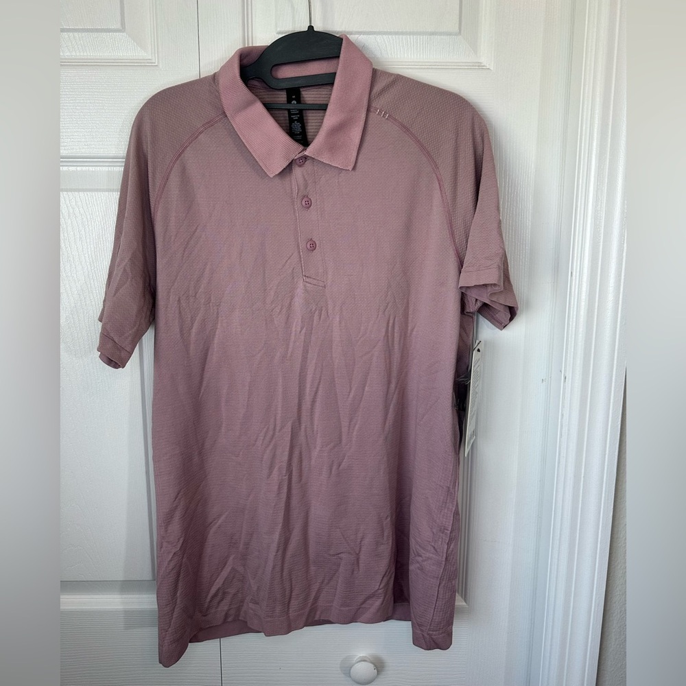 Lululemon Metal Vent Tech Polo Shirt 2.0 Raw Linen / Pink Taupe Sz.M - Picture 3 of 5